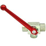 1/2" 3-WAY BALLVALVE ZINC W/RH PLATED WITH RED HANDLE